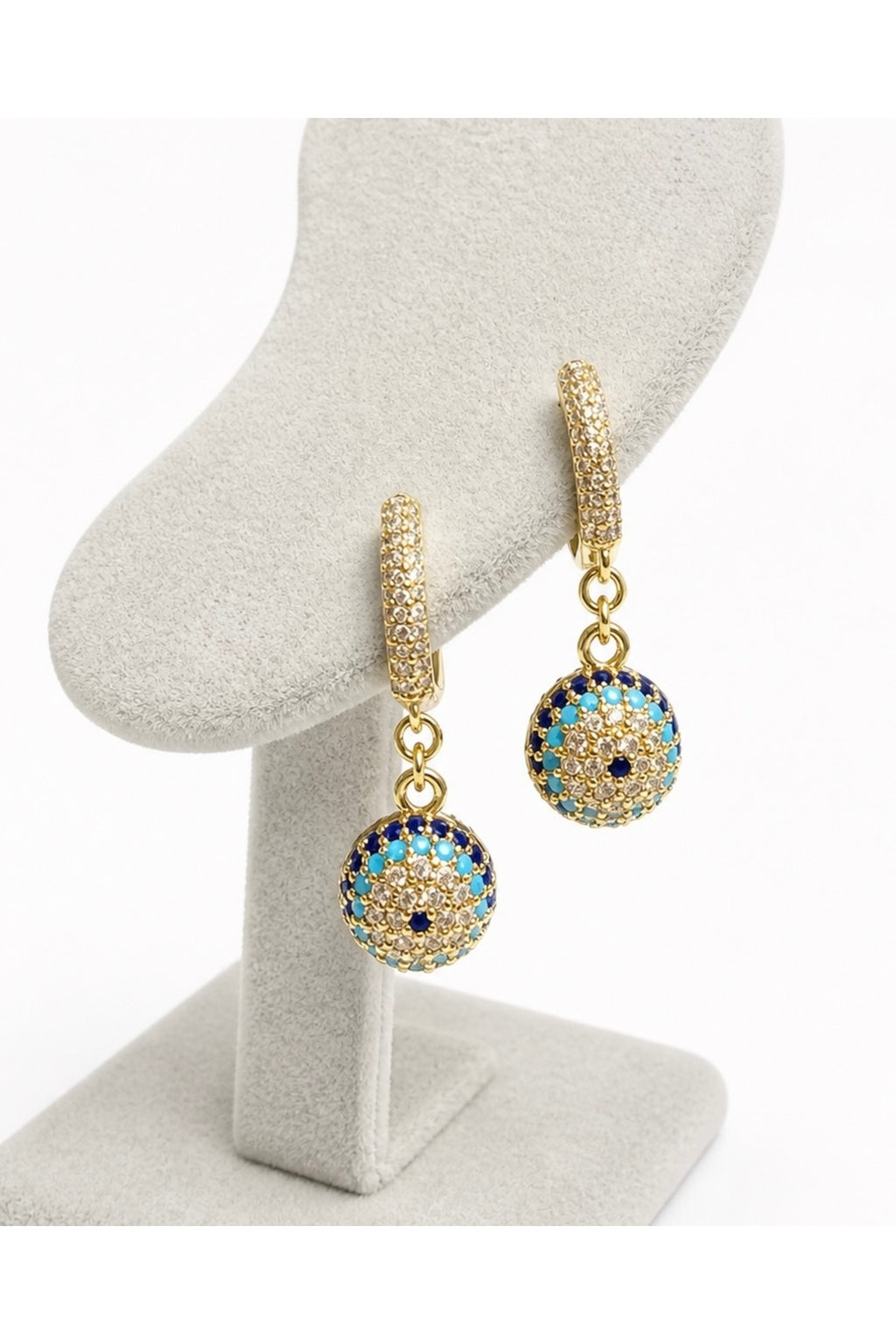 Xuping 14k Taşlı Top Nazar Küpe