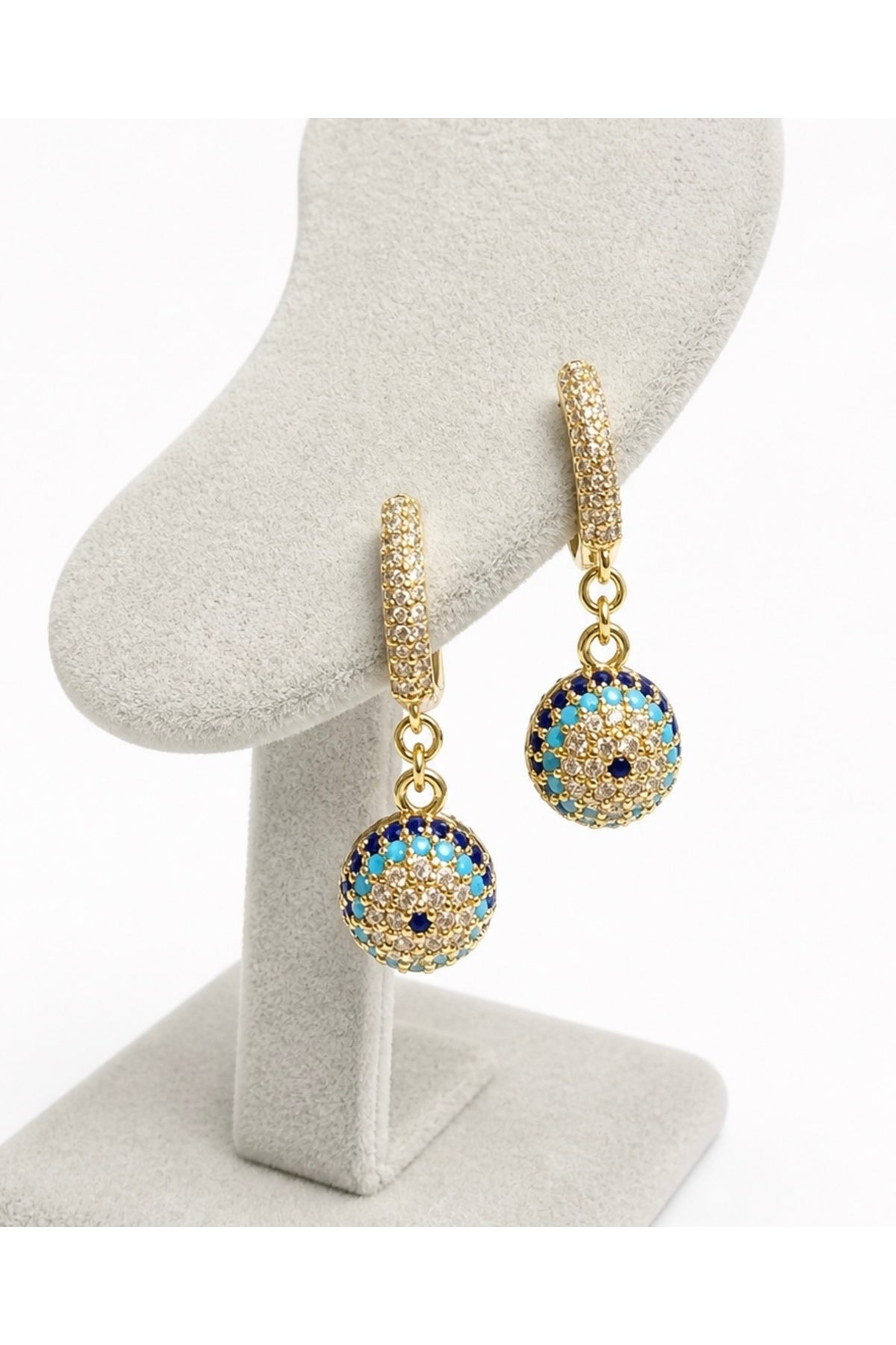 Xuping 14k Taşlı Top Nazar Küpe