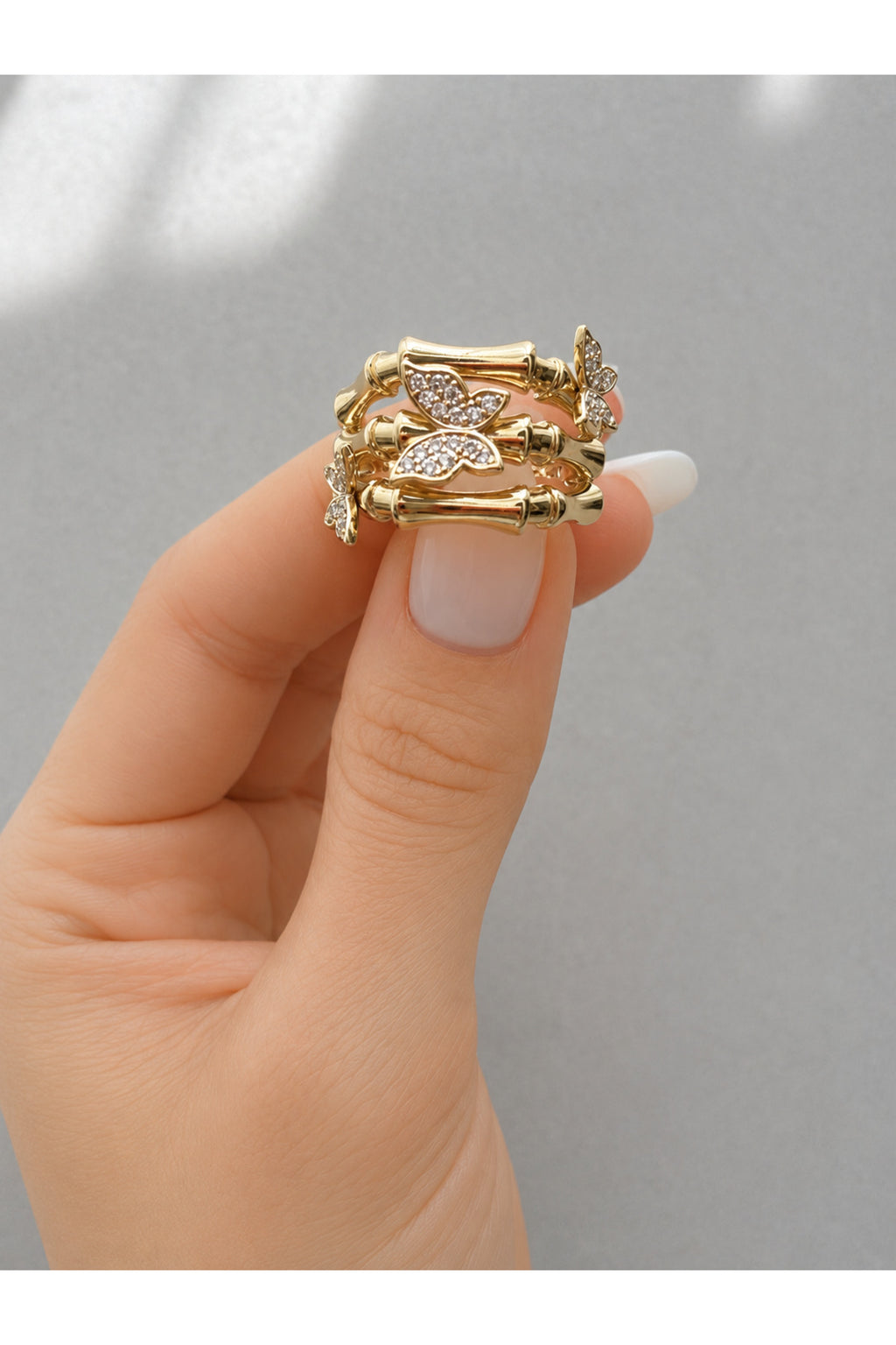 Xuping 14k 3 Sıra Kelebek Model Yüzük