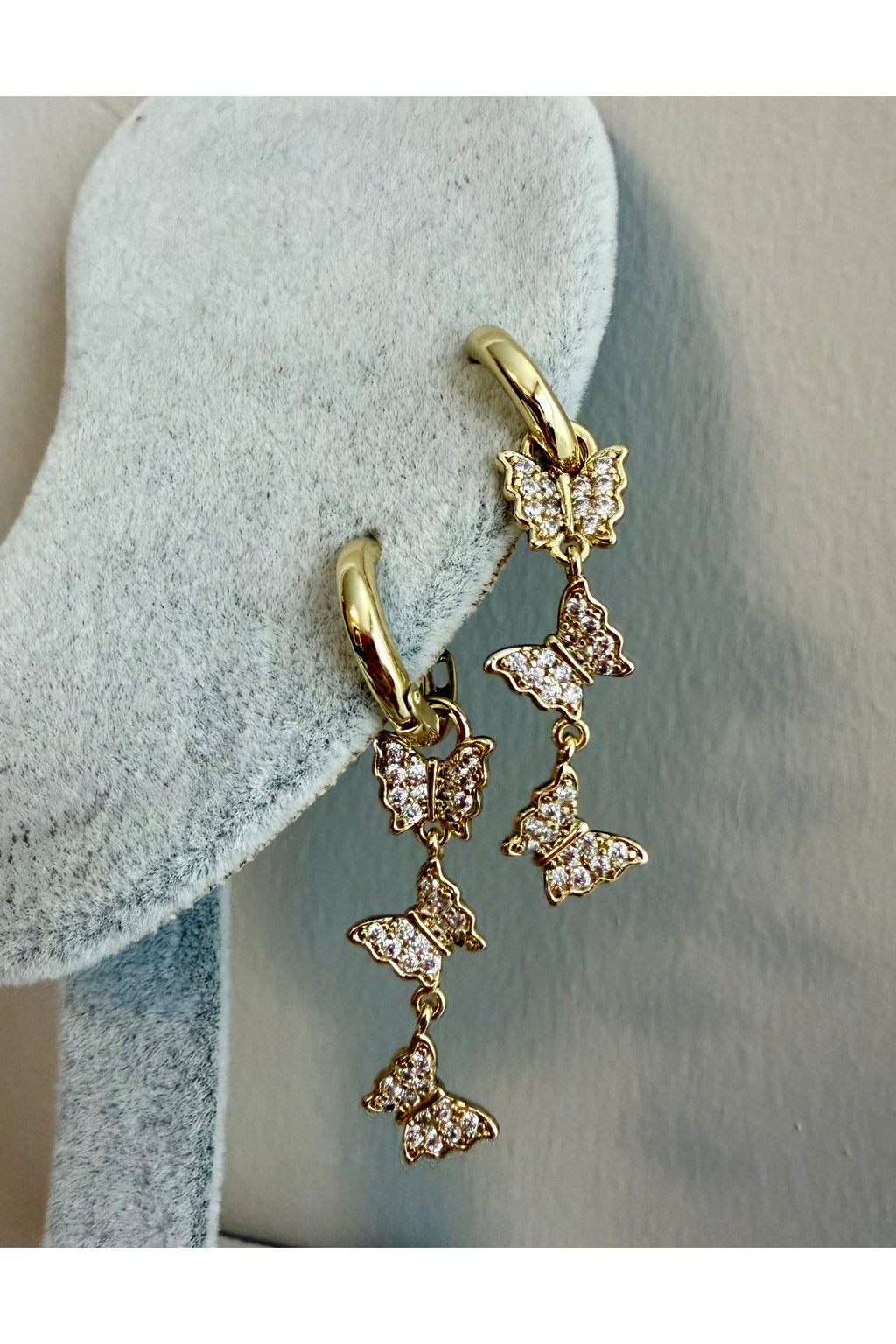Xuping 14k 3 lü Sallantılı Kelebek Küpe